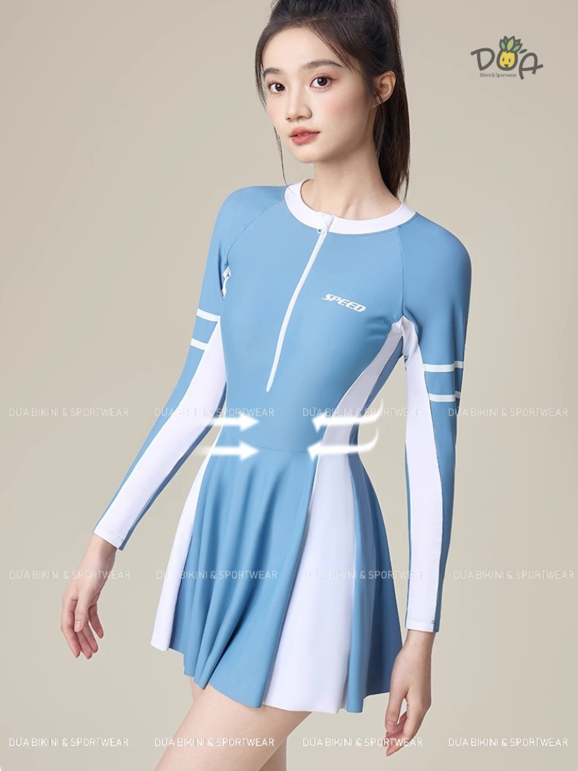 Đồ Bơi Nữ Tay Dài Dáng Váy Xòe Nhẹ Nhàng, Che Bụng 3158 (Sản phẩm Downsell) 2 Đồ Bơi Nữ Tay Dài Dáng Váy Xòe Nhẹ Nhàng, Che Bụng 3158 (Sản phẩm Downsell) - Ảnh 2